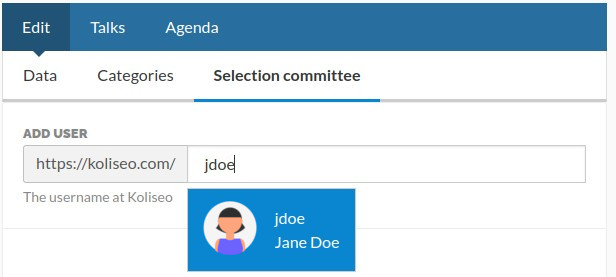 Edition UI of the selection committee